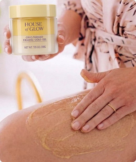 The Cryo Thermo Firming Gold Gel being massaged into the back of a thigh