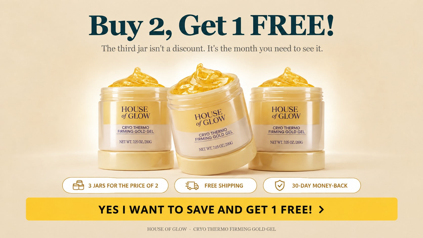 Buy 2, Get 1 FREE - 3 jars for the price of 2, free shipping, 30-day money-back guarantee
